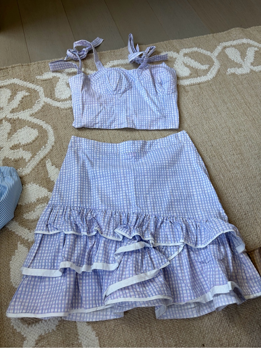Lilly Pulitzer Lavender Gingham Ruffle Skirt & Tie-Strap Top Set